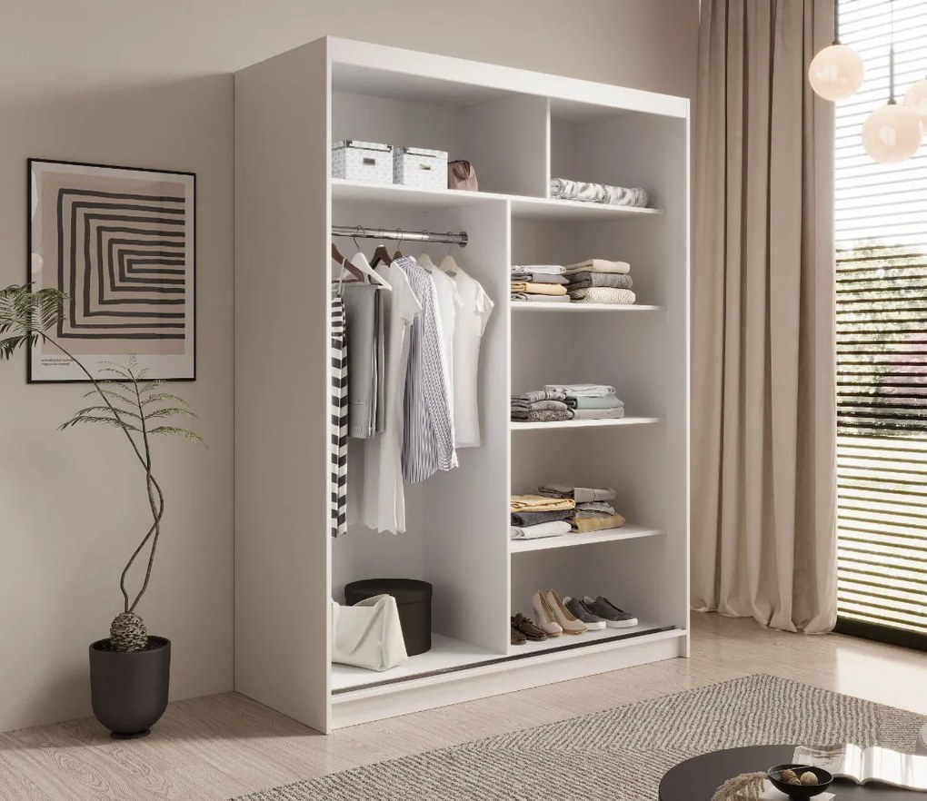 Гардероб Naldo 150 с плъзгащи врати - Бял