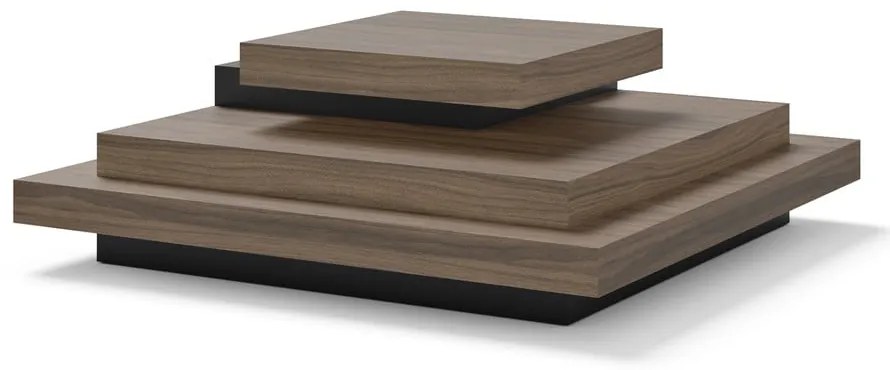 Масичка за кафе с декор от орех в черно-природен цвят 110x110 cm Slate - TemaHome