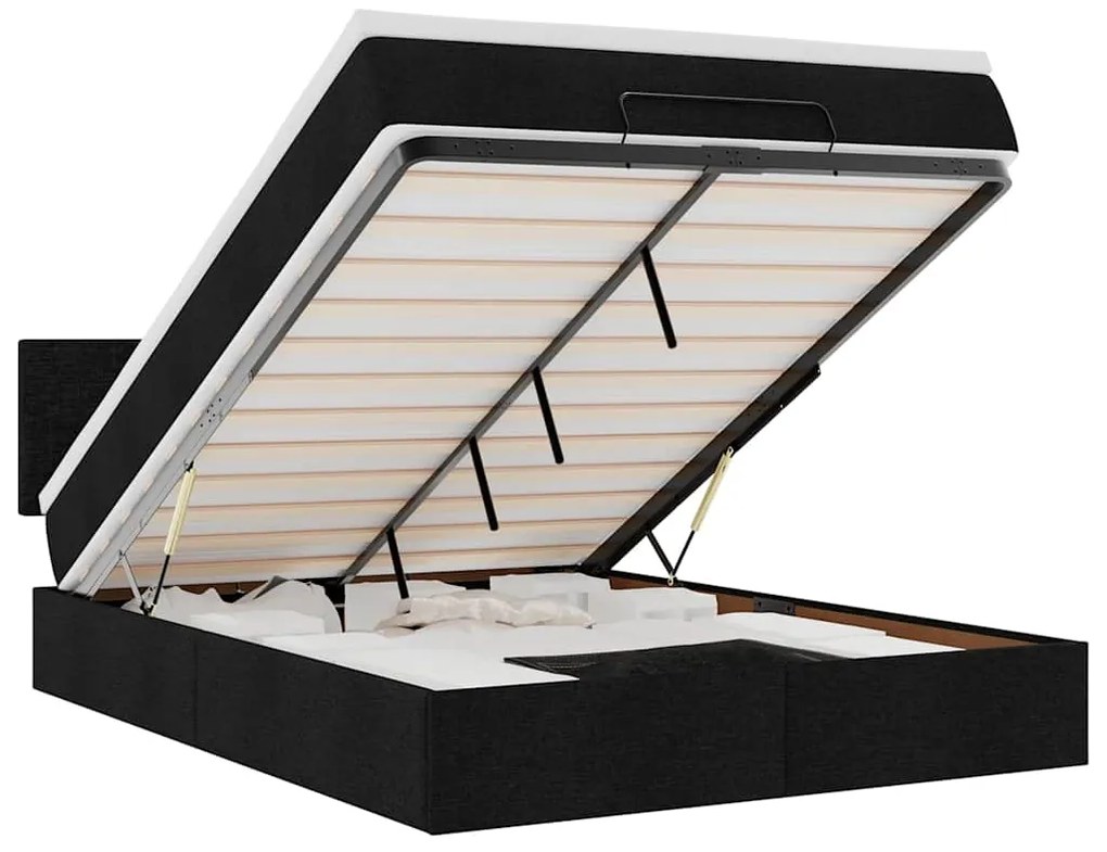 3312231 vidaXL Османска легло с матрак и LED, черно, 140x200 см, плат