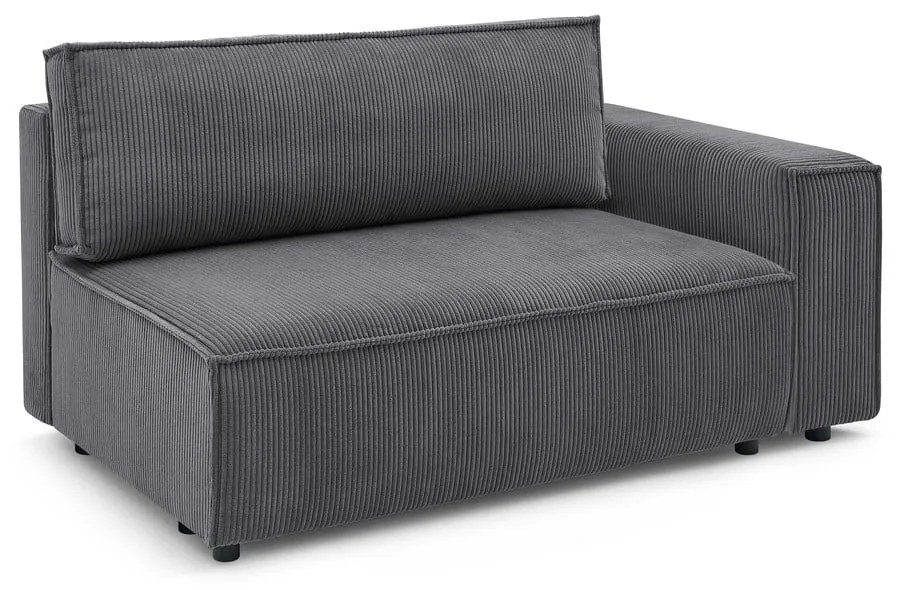 Тъмносив модул за диван от велур, десен ъгъл Nihad modular – Bobochic Paris