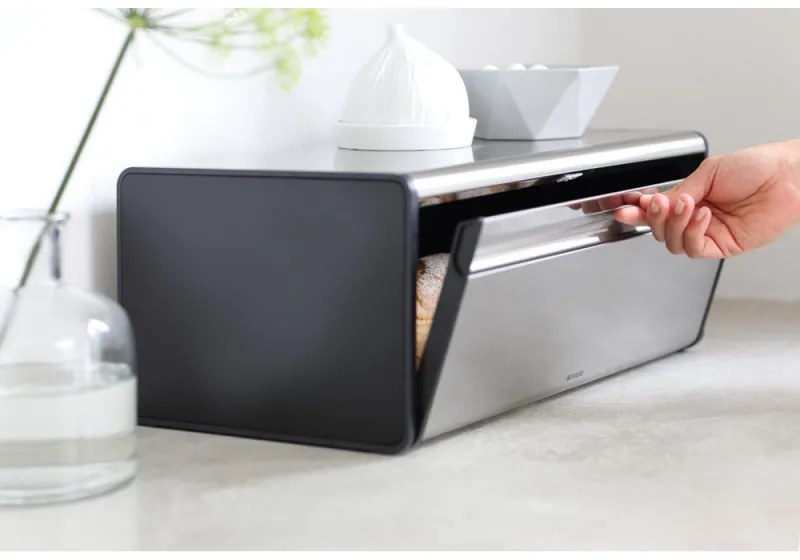 Кутия за хляб Brabantia Fall Front 646848, 18 л, 46.5х25 см, Стенен монтаж, Инокс