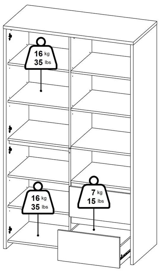 Витрина от дъбов декор в бял и естествен цвят 100x170x48 cm Next – Tvilum