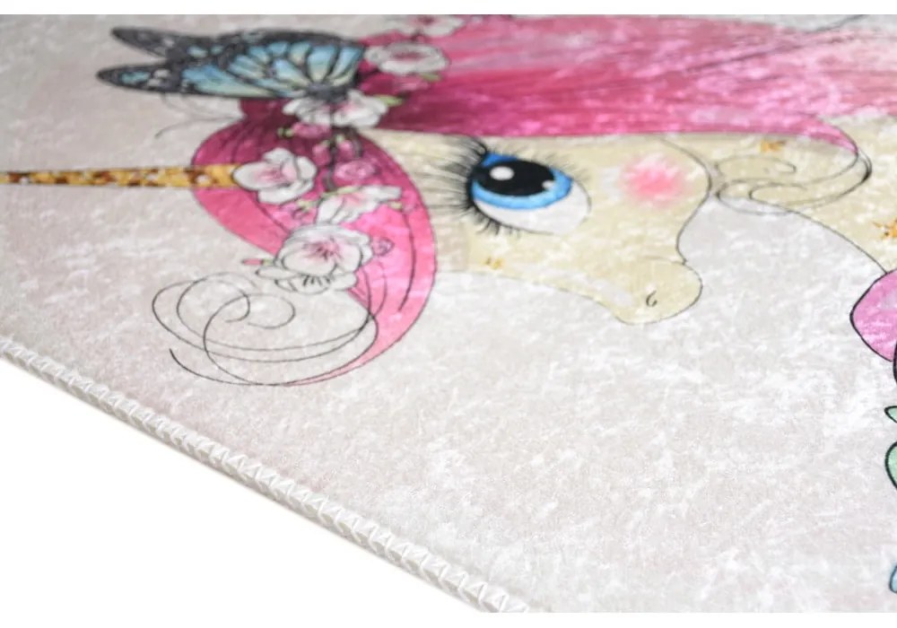 Детски килим подходящ за пране в цвят слонова кост 160x230 cm Cute Unicorn – Vitaus
