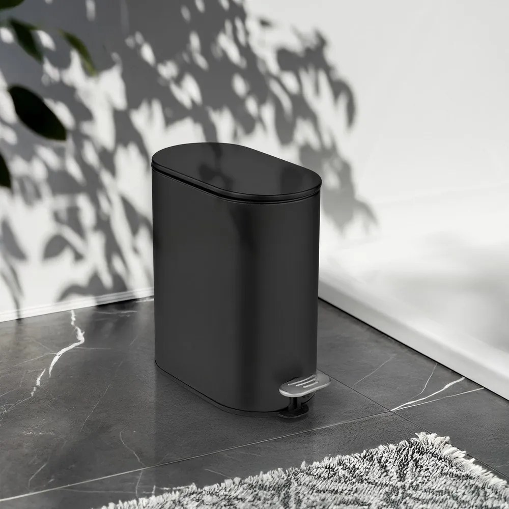 Матово черно стоманено кошче за боклук с педал 5 l Collungo – Wenko