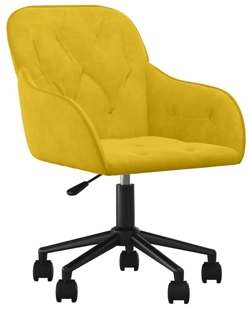 344874 vidaXL Въртящ се офис стол, жълт, кадифе