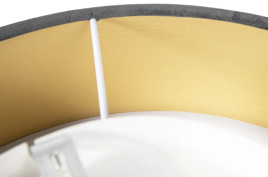 Модерна таванна лампа сива 40 см със златен интериор - Drum