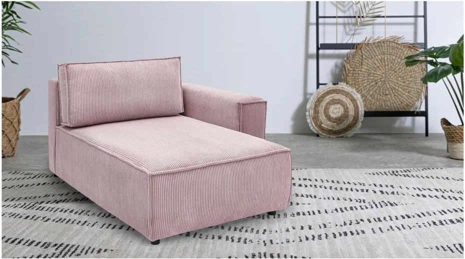 Светлорозов модул за диван от велур, десен ъгъл Nihad modular - Bobochic Paris