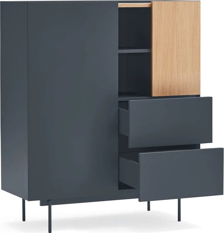 Висок скрин с чекмеджета в антрацит и естествен дъб 100x120 cm Otto - Teulat