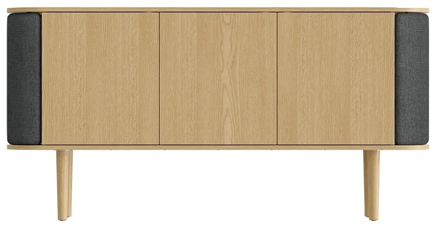 Нисък скрин с дъбов декор в цвят антрацит-природен 150x75 cm Treasures - UMAGE