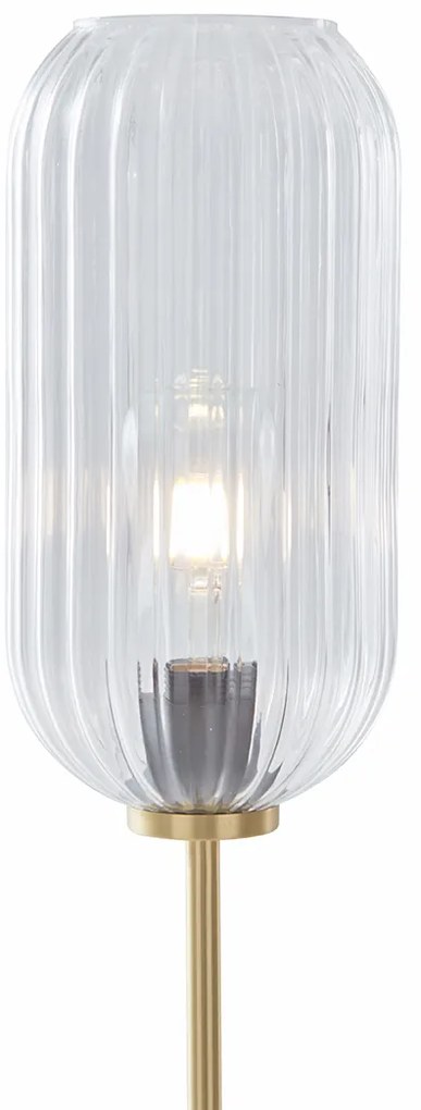 Подова лампа в стил Арт Деко месинг с прозрачно стъкло - Rid