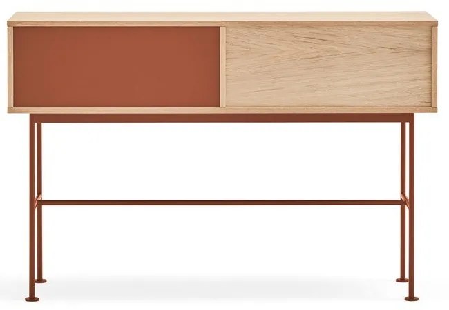 Конзолна маса в тухленочервено с дъбов фурнир Yoko - Teulat