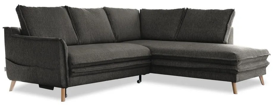 Тъмносив разтегателен ъглов диван (десен ъгъл) Charming Charlie – Miuform