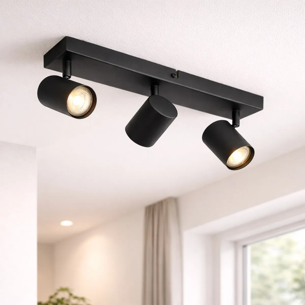 Модерна таванна лампа черна 3-лампи регулируема правоъгълна - Jeana