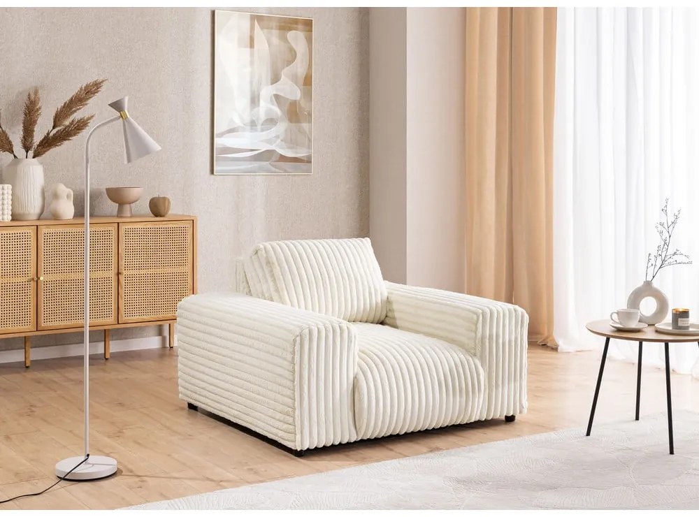 Кремаво кресло от рипсено кадифе Justin – Ropez