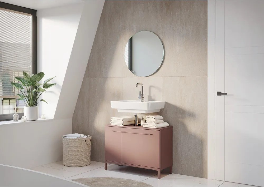 Кафяв матов шкаф за мивка 80x59 cm Laurino – Germania