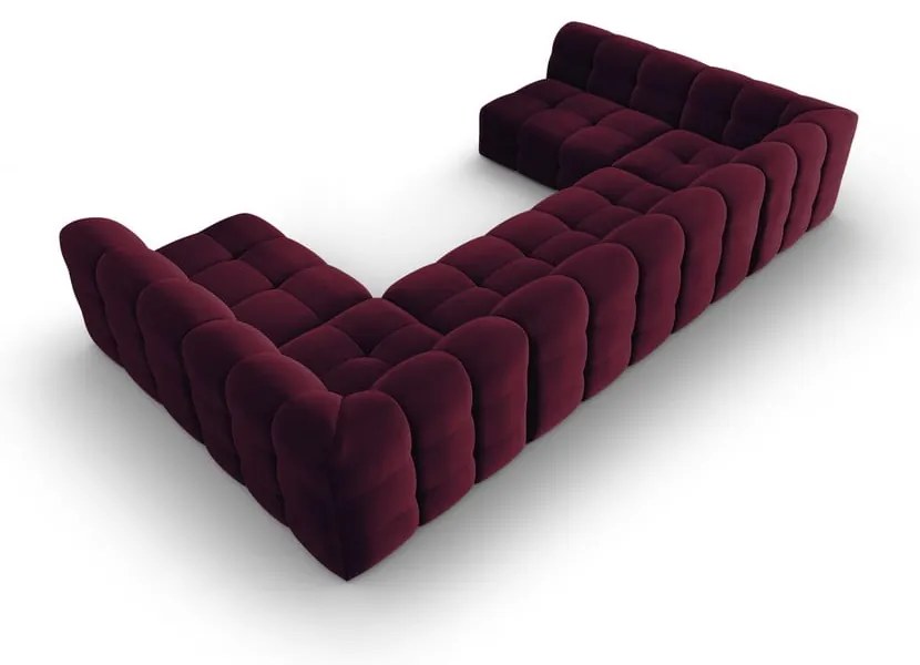 Ъглов диван от кадифе в цвят бордо (U-образен) Kendal - Micadoni Home
