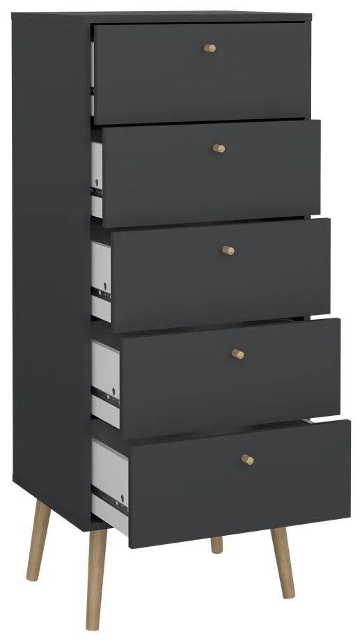 Антрацитен висок скрин 50x120 cm Bodo - Tvilum