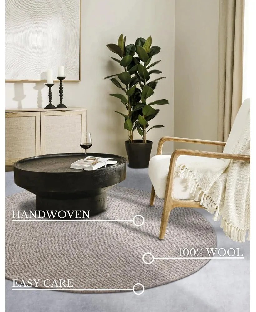 Светлокафяв ръчно изработен вълнен кръгъл килим ø 160 cm Francois – Villeroy&Boch