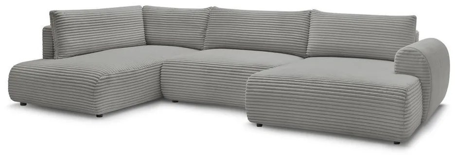 Тъмносив разтегателен ъглов диван от рипсено кадифе (десен ъгъл/"U" форма) Lucien – Bobochic Paris