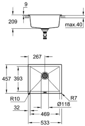 Мивка K700U Grohe-Антрацит-черен