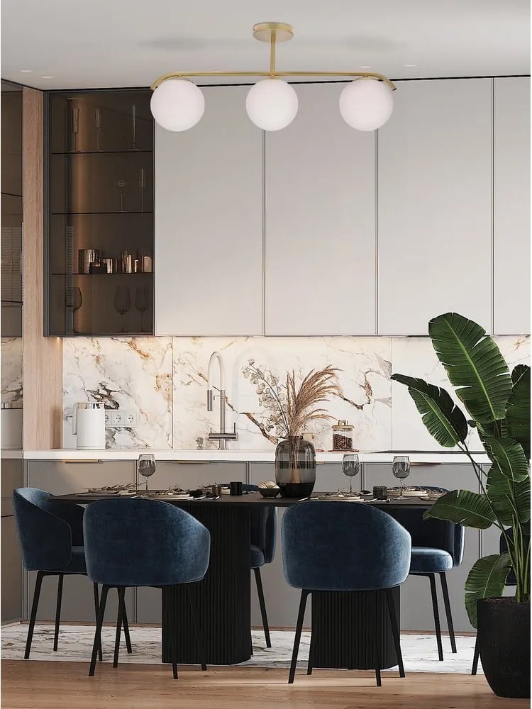 Осветително тяло за таван със стъклен абажур в бяло и златисто 15x69 cm Amadeo – Candellux Lighting