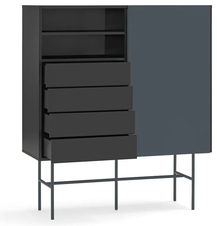 Висок скрин с плъзгащи се врати в черно и антрацит 120x140 cm Nube - Teulat