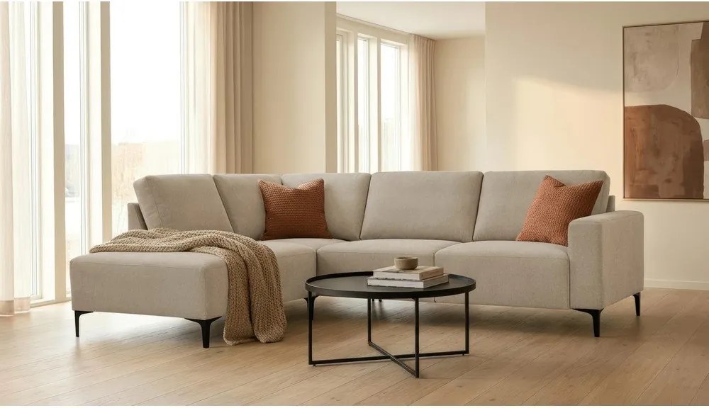 Светлокафяв шенилов ъглов диван (ляв ъгъл/L форма) Fabian – Scandic