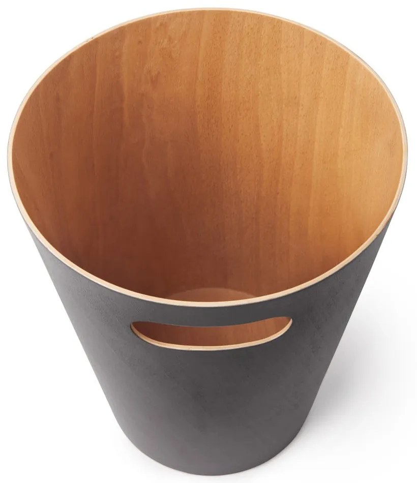 Тъмносиво дървено кошче за боклук 7,5 l Woodrow – Umbra