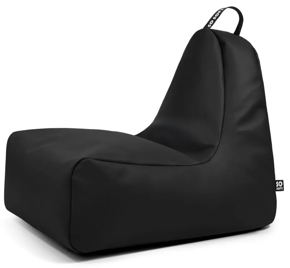 Черен пуф от изкуствена кожа Chill L – So Soft?