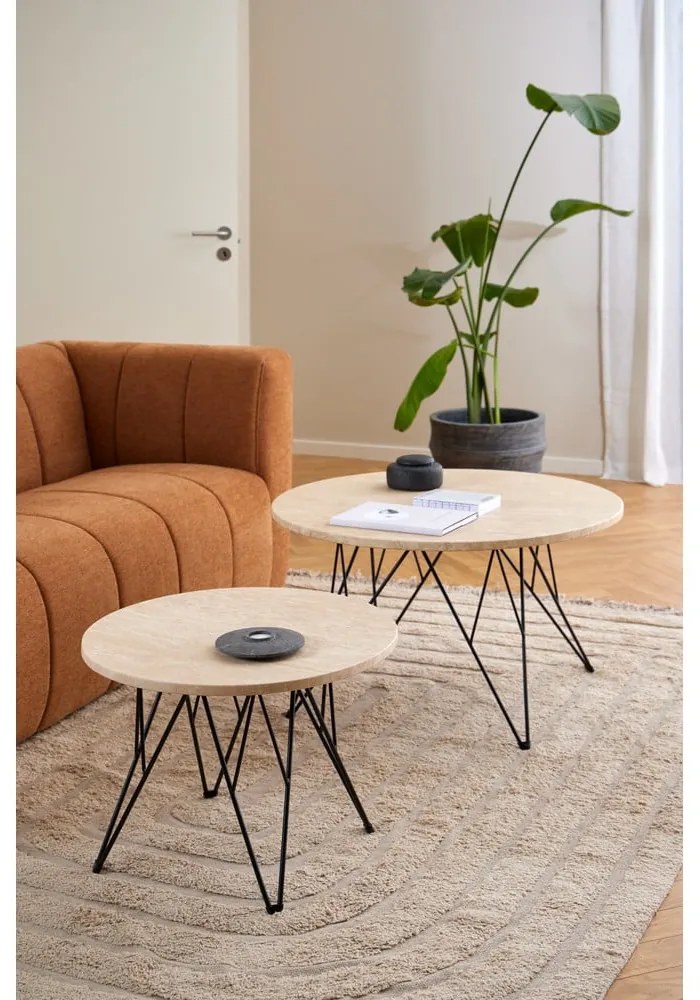 Кръгла странична масичка с плот от имитация на мрамор ø 55 cm Prunus – Actona