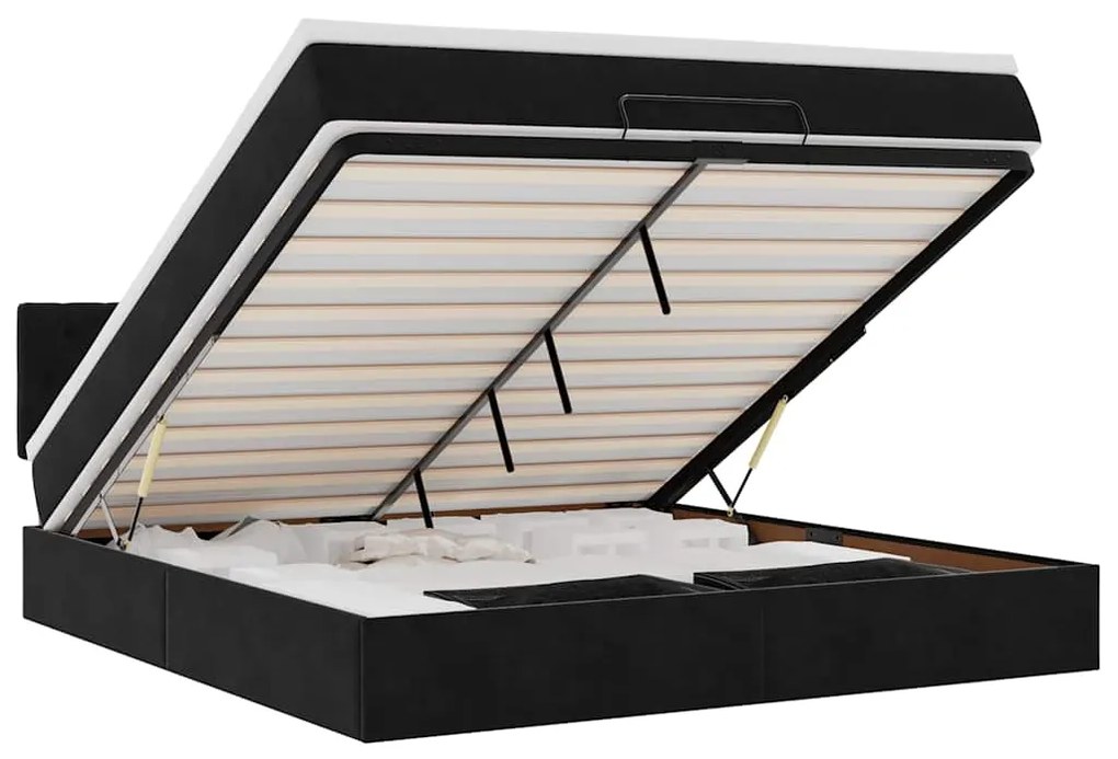 3312712 vidaXL Османска легло с матрак и LED, черно, 180x200 см, кадифе