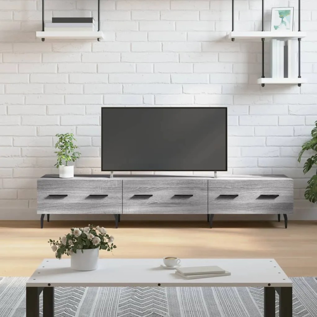 829170 vidaXL ТВ шкаф, сив сонома, 150x36x30 см, инженерно дърво