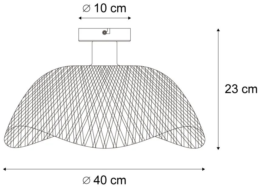 Таванно осветление в стил Арт Деко черно с естествен бамбук 40см - Alka