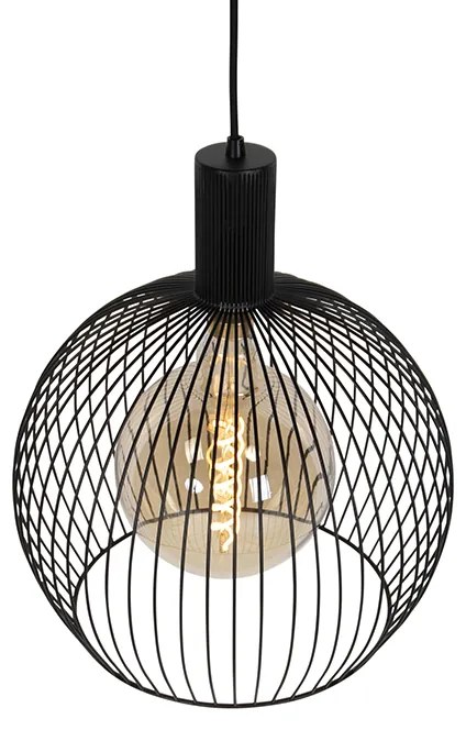 Дизайнерски кръгъл висящ аплик черен 40 см - Dos