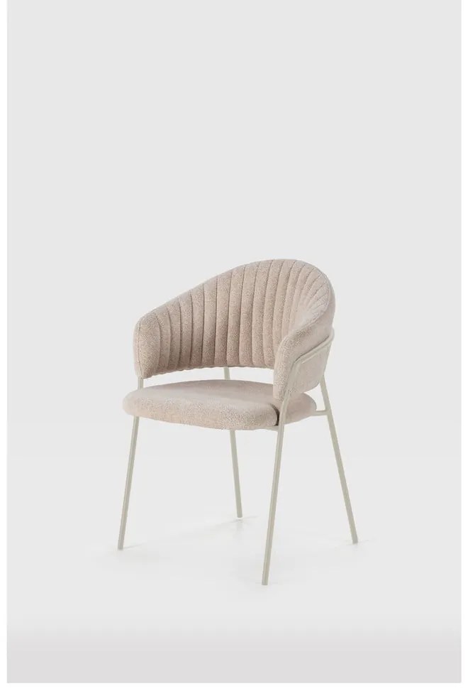 Бежови тапицирани трапезни столове в комплект с подлакътници 2 бр. Leticia – Marckeric