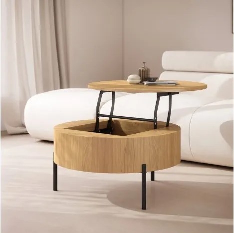 ФРИДА Естествен дъб – МОДЕРНА ХОЛНА МАСА С ПОВДИГАЩ ПЛОТ И СКРИТО ПРОСТРАНСТВО ЗА СЪХРАНЕНИЕ