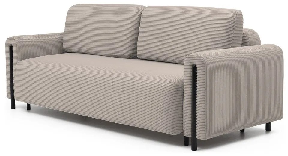 Светлокафяв разтегателен диван с място за съхранение от рипсено кадифе 244 cm Arcadova – ELTAP