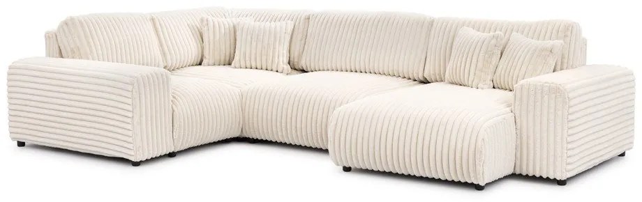 Кремав ъглов диван от рипсено кадифе (ляв ъгъл/U форма) Justin – Ropez