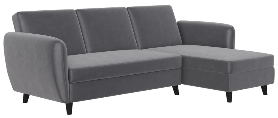 Сив кадифен сгъваем ъглов диван Perry – Støraa
