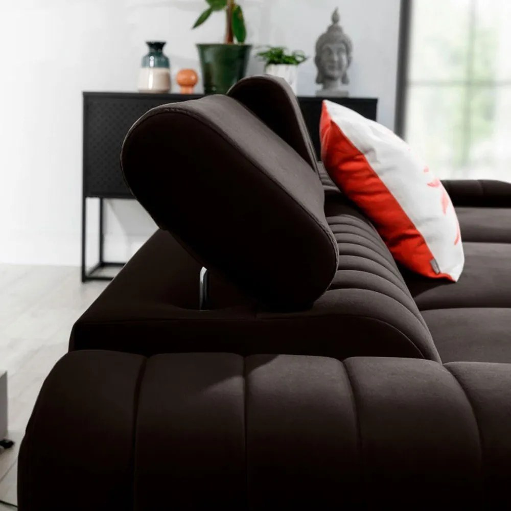 Тъмнокафяв кадифен разтегателен ъглов диван с място за съхранение (десен ъгъл) Grayson – ELTAP