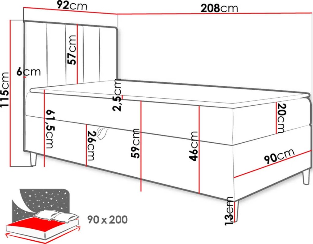 Тапицирано легло Junior Maja I-Mpez-Deksia-90 x 200