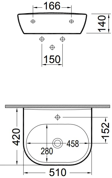 Мивка Studio Bianco Ceramica white-Length 51 cm