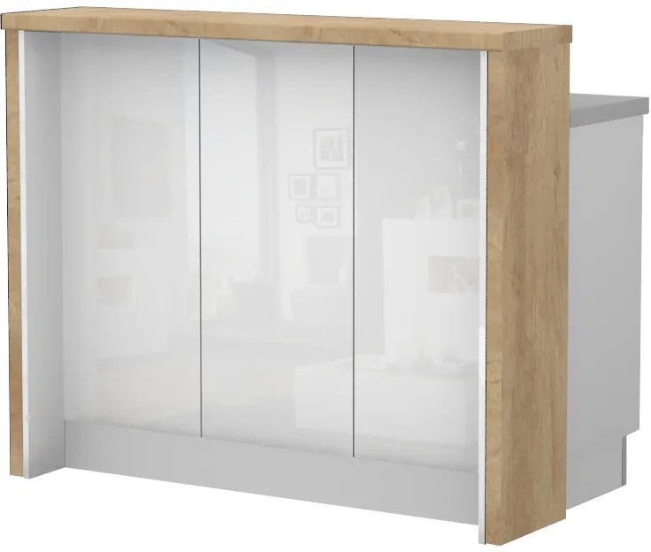 Островна кухненска пейка Raval-Length: 135 cm.-White glossy-Pacific Wallnut