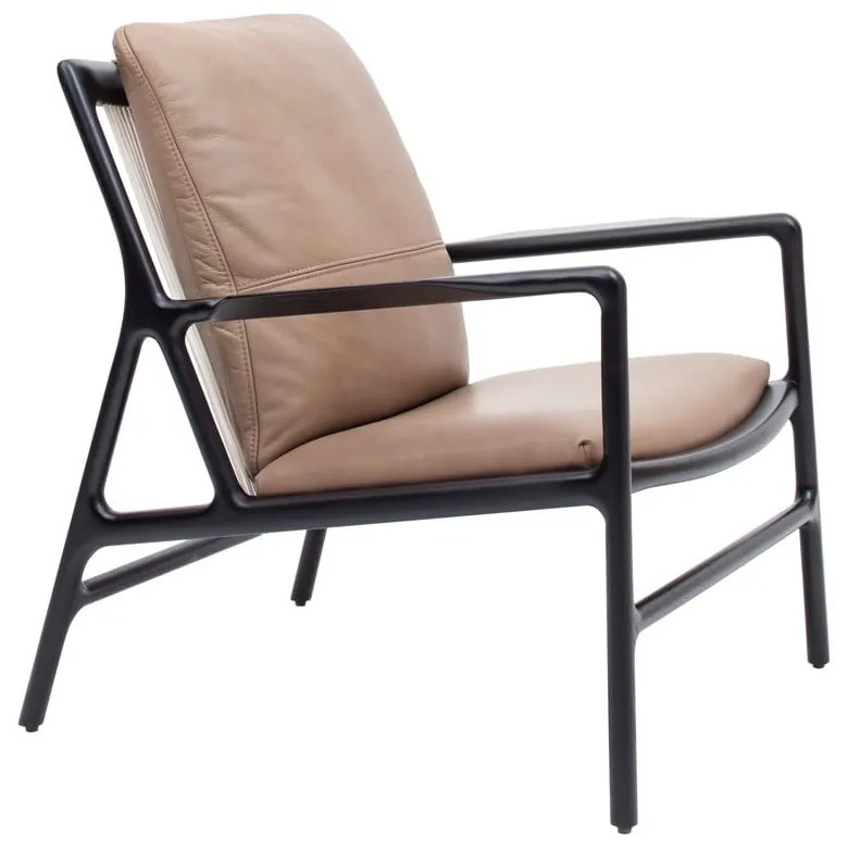 Черно-бежов кожен фотьойл Dedo - Gazzda