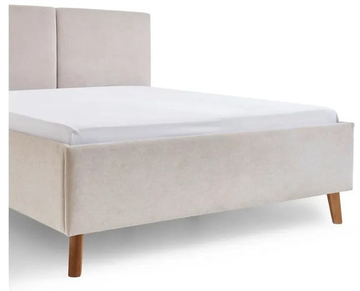 Бежово двойно легло 140x200 cm тапицирано с включена подматрачна рамка Piano – Meise Möbel