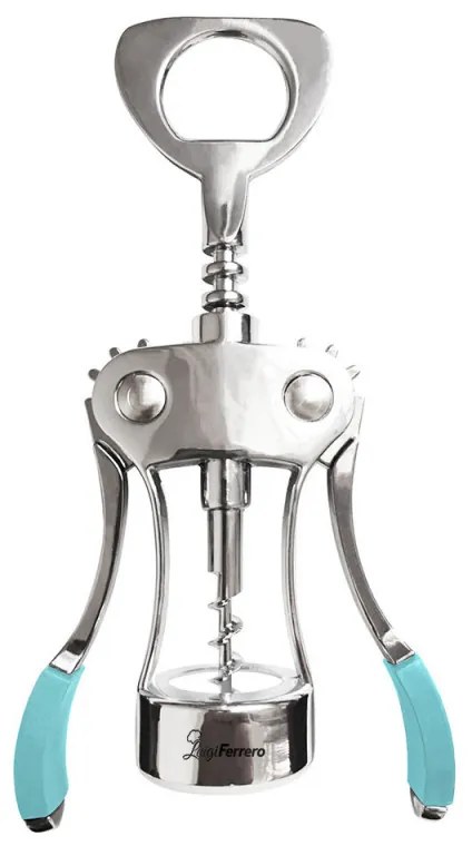 Тирбушон + отварачка за бира Luigi Ferrero Norsk FR-200, Лостов механизъм, Сребрист/тюркоаз