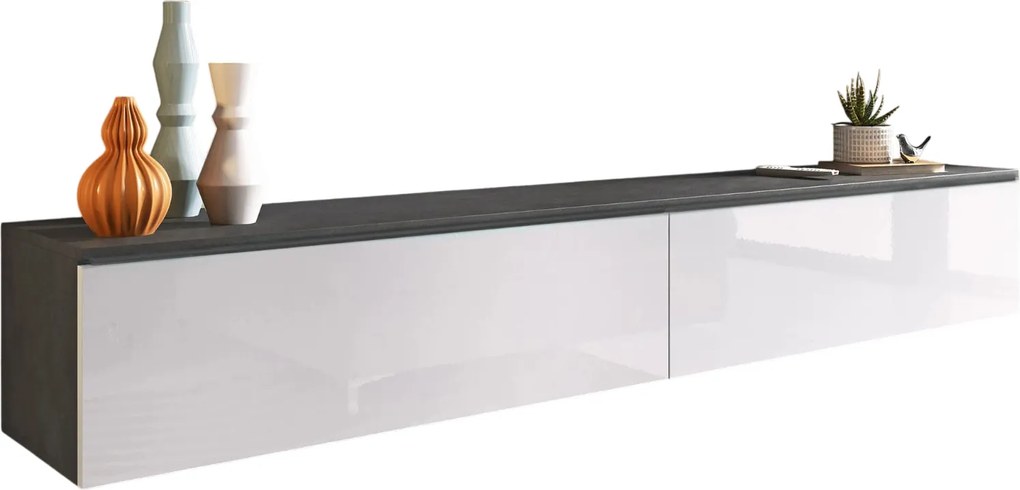 Тапицирано легло Lowboard D 180-Бяло - антрацит