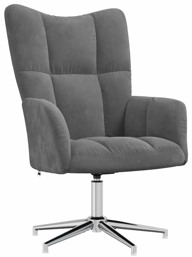 328118 vidaXL Релакс стол, тъмносив, кадифе