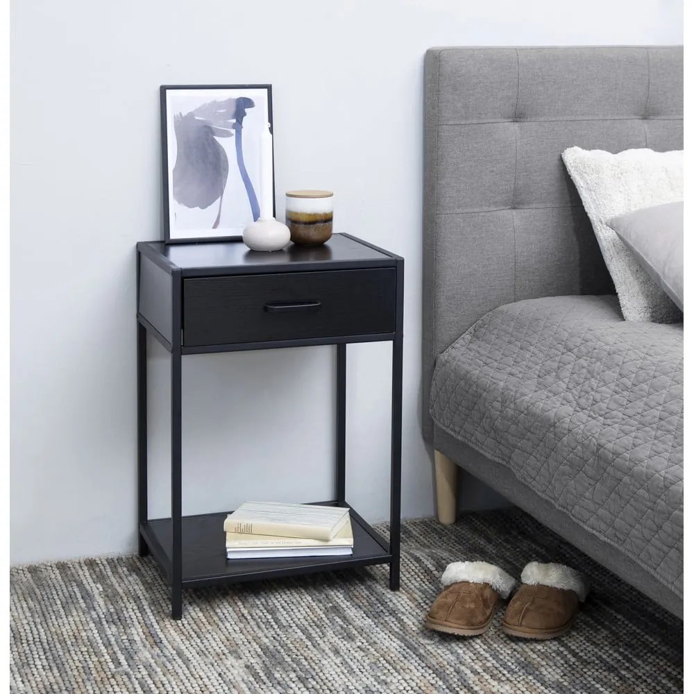 Черно нощно шкафче Seaford - Actona