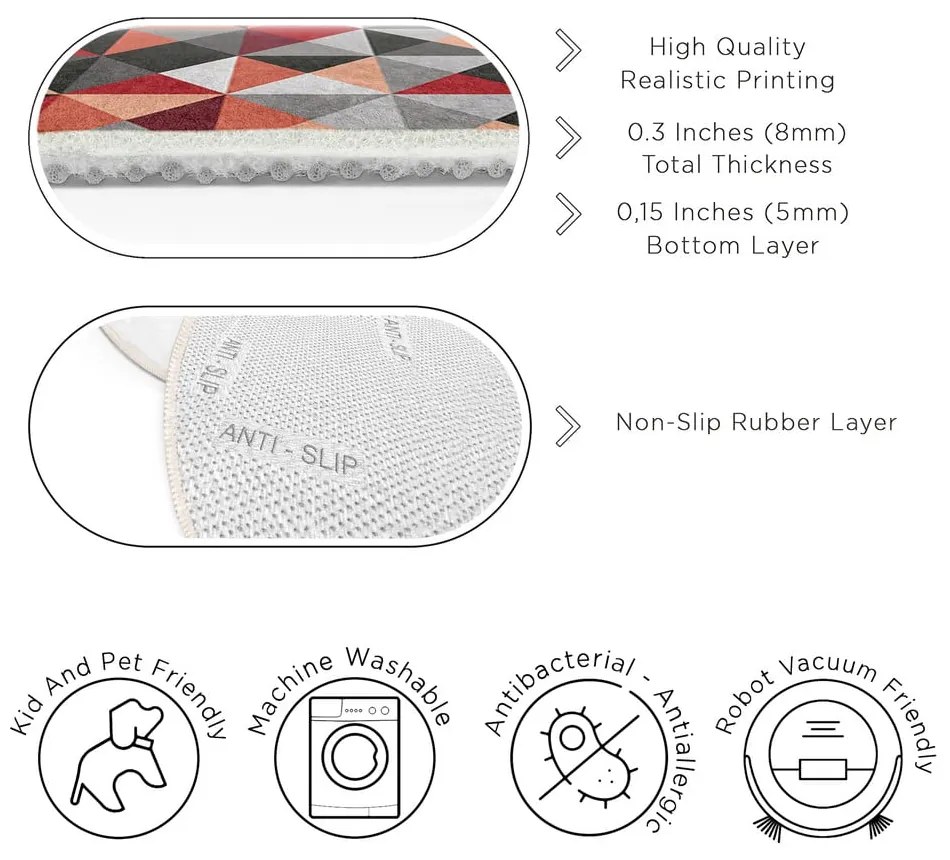 Червено-сив кръгъл килим подходящ за пране ø 80 cm Ignite – Mila Home